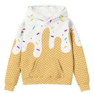 Sweatshirt Hoodies for Kids Unisex Ice Cream Graphic Pullover Top Oversized NWT